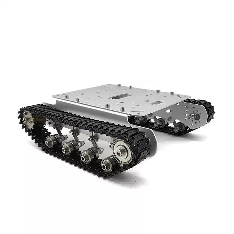 Täismetallist lööke neelav roomikpaagiga roboti šassii
